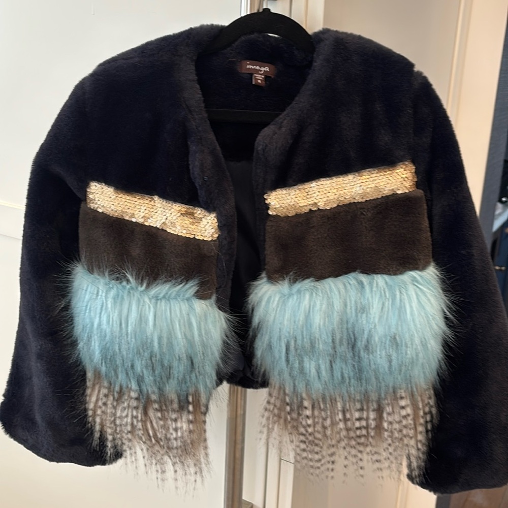 Worn once imoga navy fur goat girls size 8! Adorable and warm!